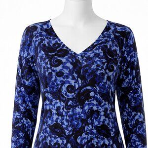 NWT JM Collection Women's Floral V-Neck Long-Sleeve Sweater Top